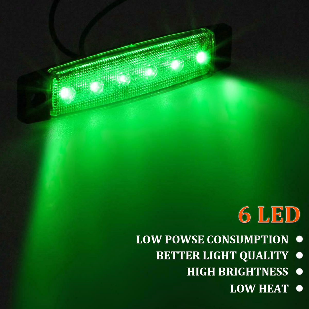 Green LED Rock Lights (6 Pcs)