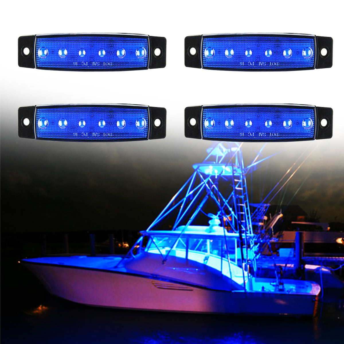 thumbnail image 2 of PSEQT 10-Pack Boat LED Strip Lights - 6 LEDs Each, IP67 Waterproof, 12V DC, Blue (for Interior, Deck, Cockpit) 2 of 9