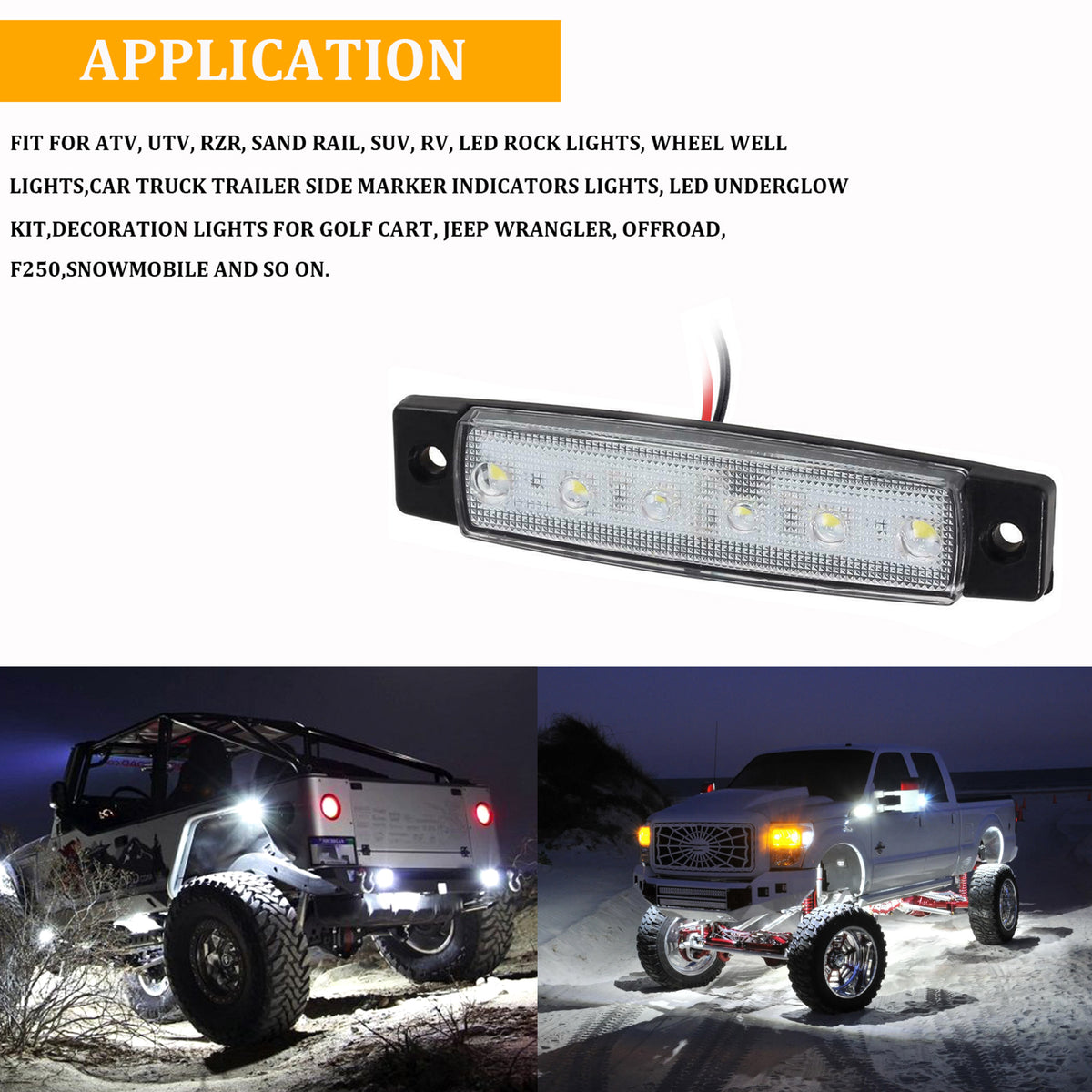 LEDMIRCY R2 Pure White RRF12 Rock Lights Kit Roker Switch Wire Harness 12pcs Led Rock Lights White Offroad Truck Atv Utv Suv Underglow Light Trail Ri