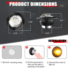 Load image into Gallery viewer, 10Pcs Round 3/4&quot; Dual Color Truck Trailer LED Side Marker Lights Red-Amber 3-Wire 12V