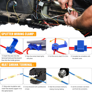 PSEOT 3-to-2-Wire Taillight Converter Kit - Universal Brake/Turn Signal Adapter