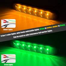 Load image into Gallery viewer, 10pcs 4.7 Inch Dual Color LED Truck Trailer Side Marker Lights Strip Amber Green Smoked Lens