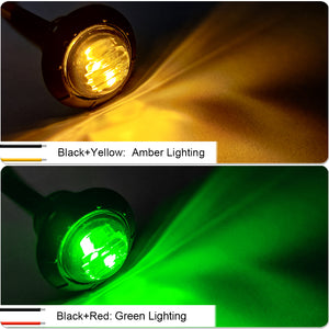 10Pcs Round 3/4" Truck Trailer LED Side Marker Lights Amber-Green 12V