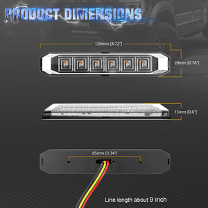 10pcs 4.7'' Dual Color LED Truck Trailer Side Marker Lights Strip Amber Red