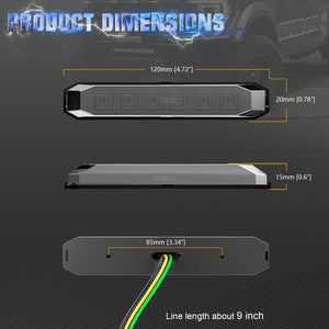 10pcs 4.7 Inch Dual Color LED Truck Trailer Side Marker Lights Strip Amber Green Smoked Lens