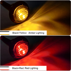 10Pcs Round 3/4" Dual Color Truck Trailer LED Side Marker Lights Red-Amber 3-Wire 12V