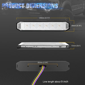 10pcs 4.7 Inch Dual Color LED Truck Trailer Side Marker Lights Strip Amber Purple