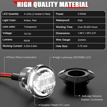 Load image into Gallery viewer, 10Pcs Round 3/4&quot; Dual Color Truck Trailer LED Side Marker Lights Red-Amber 3-Wire 12V