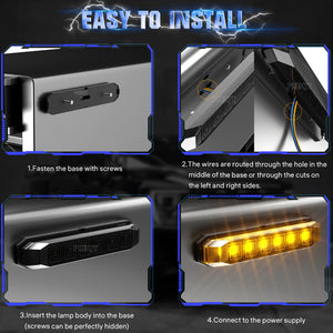 10pcs 4.7 Inch Dual Color LED Truck Trailer Side Marker Lights Strip Amber Blue Smoked Lens
