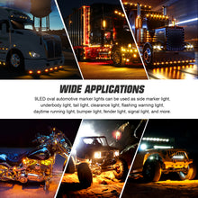 Load image into Gallery viewer, 10PCS 9-LED Dual Function (Steady + Strobe) Oval Trailer Marker Lights Waterproof 12V