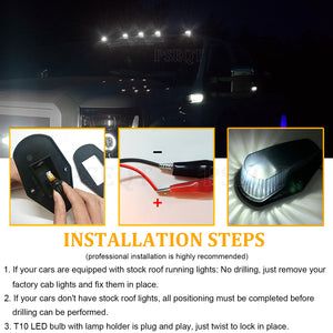 5Pcs Smoked White LED Cab Roof Marker Lights For Ford 1980-1997