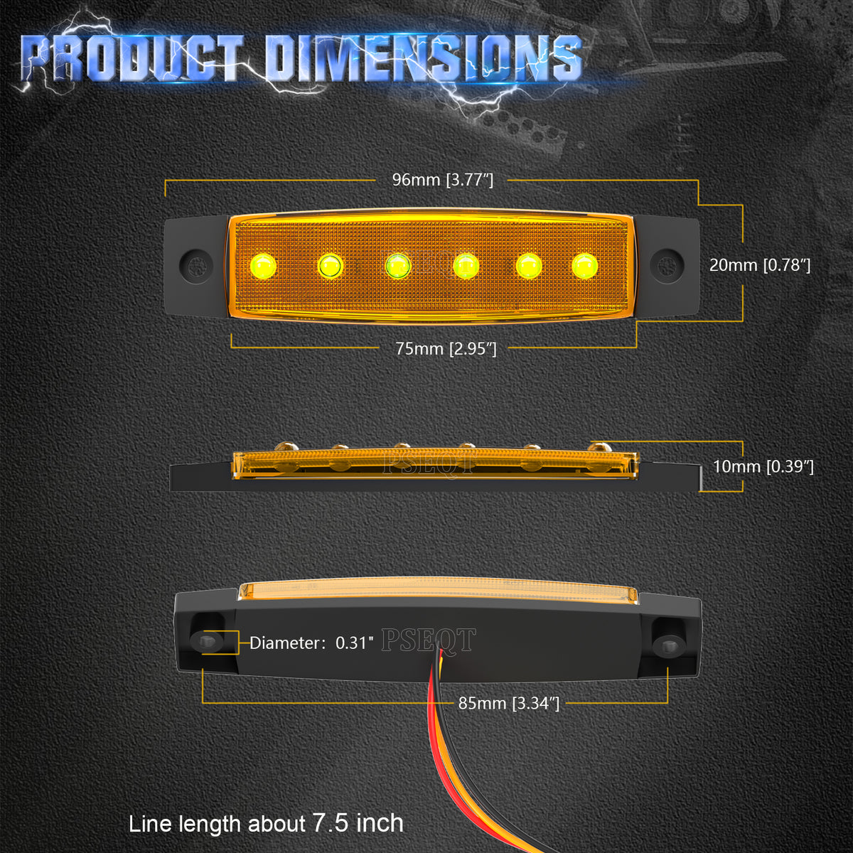 12V Emergency Strobe+Steady Marker Light 3/4" 10x Amber Warning - Foto 8