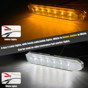 10pcs 4.7'' Dual Color LED Truck Trailer Side Marker Lights Strip Amber White
