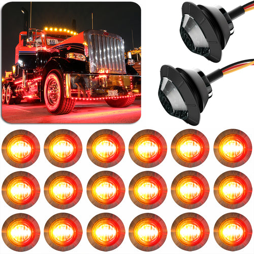 20x Smoked Red-Amber Side Marker Lights Truck Trailer Clearance Lights