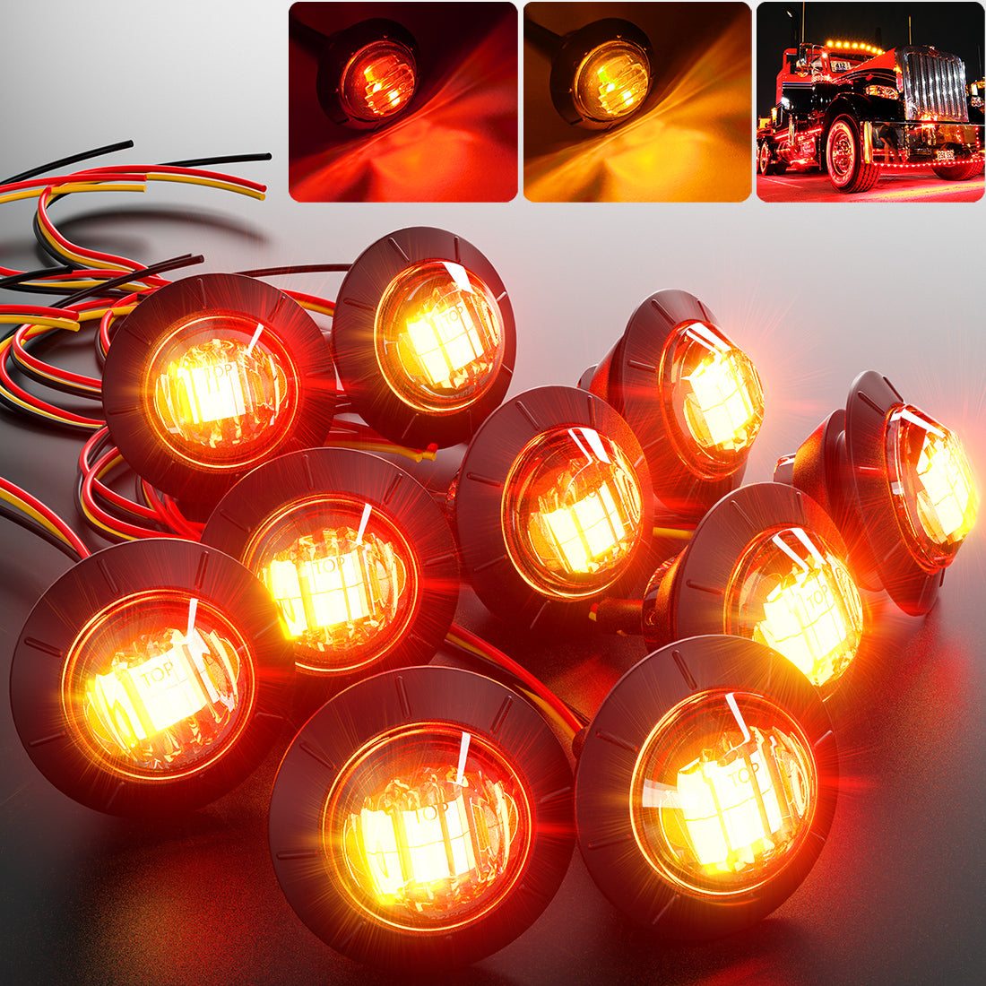 Amber 2 1/2" Round Side Marker Lights (1 Per Pack