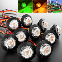 Load image into Gallery viewer, 10Pcs Round 3/4&quot; Truck Trailer LED Side Marker Lights Amber-Green 12V