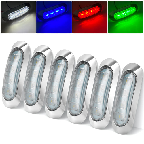 6PCS 12V RGBW LED Marine Boat Deck Courtesy Light 3.8inch