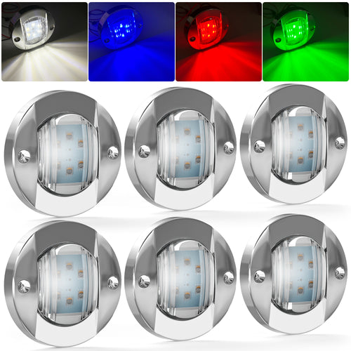6PCS 3'' Round 12V RGBW LED Marine Boat Deck Courtesy Light