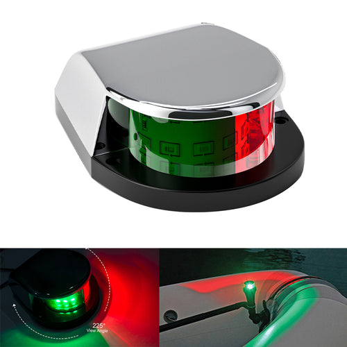 1Pcs Red and Green LED Marine Boat Navigation Lights Waterproof w/Chrome bezels