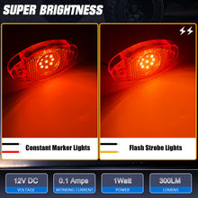 Load image into Gallery viewer, 10PCS 9-LED Dual Function (Steady + Strobe) Oval Trailer Marker Lights Waterproof 12V