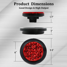 Load image into Gallery viewer, 4&#39;&#39; Red LED Round Truck Trailer Tail Brake Lights 12V