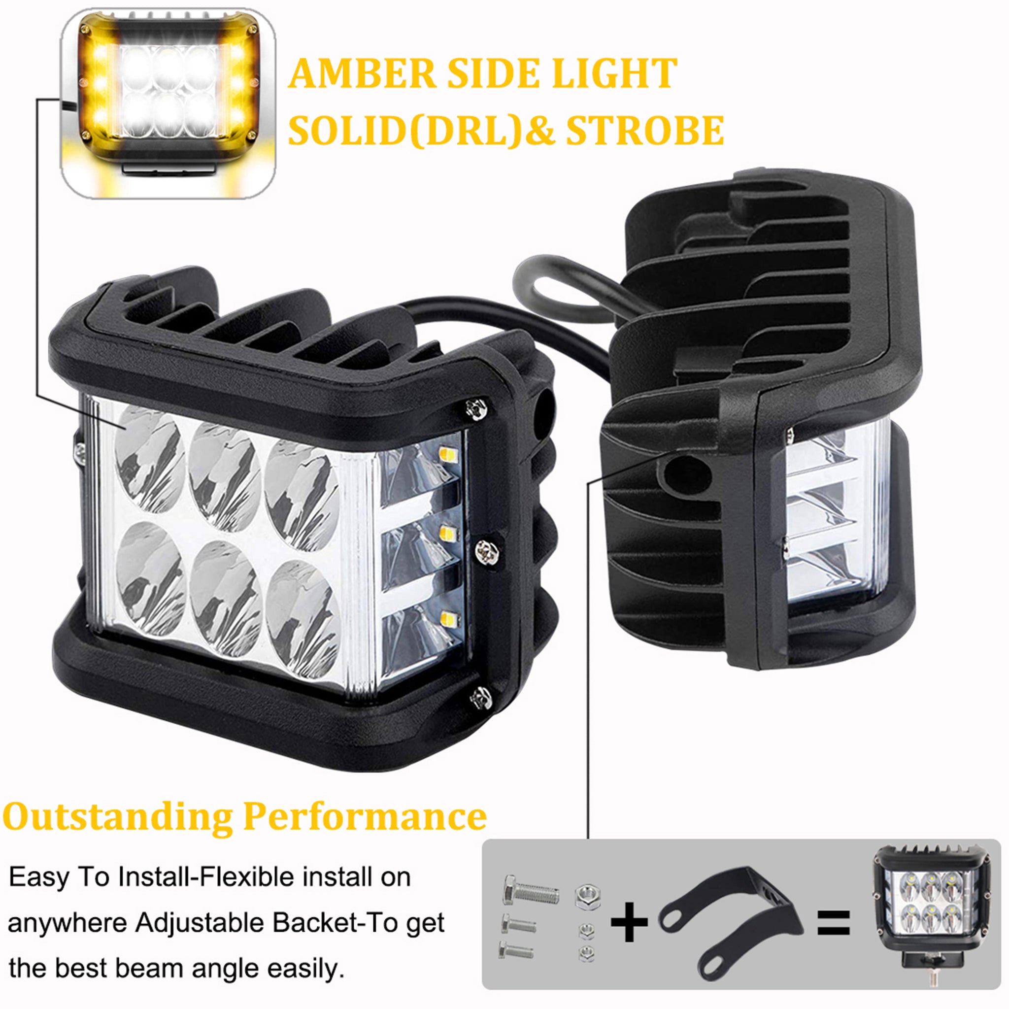 Side Launch Led side shooter led lights| LED light Bar | 4 inch Off Road Dual Color ...