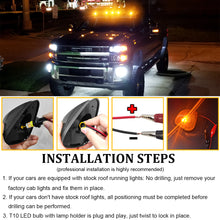 Load image into Gallery viewer, 5x Amber LED Cab Roof Marker Lights Smoked Kit For 1999-2016 Ford E-150 E-250 E-350 E-450 E-550 F-150 F-250 F-350 F-450 F-550 Super heavy pickup truck