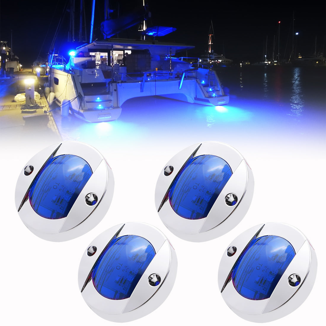  PSEQT 4Pcs 3'' Marine Boat Interior Lights Green LED