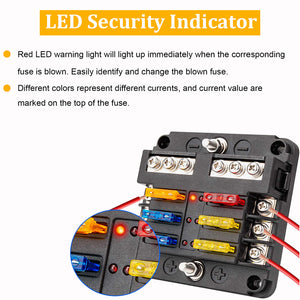 6-Way Blade Fuse Block w/LED Indicators