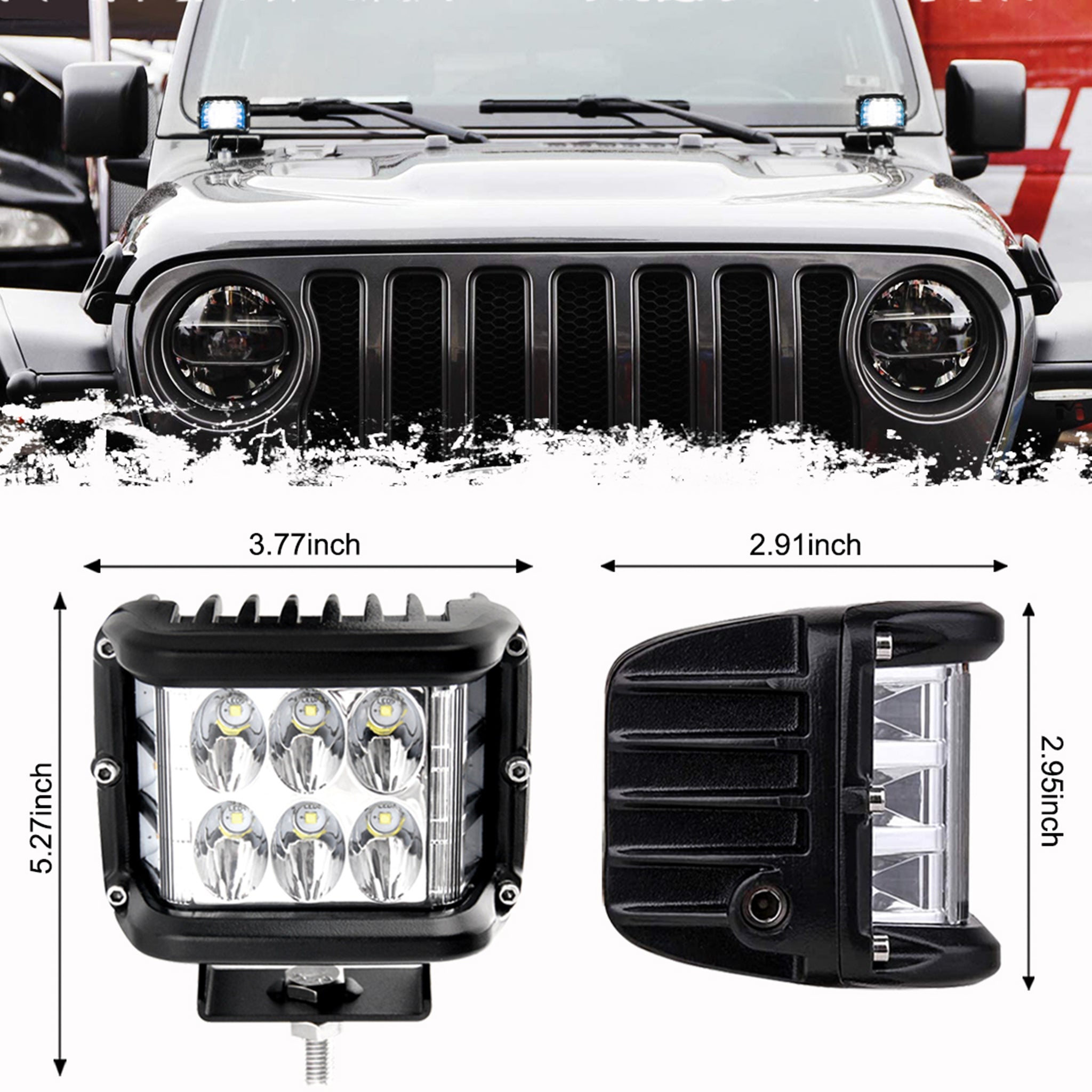 2x 4INCH 60W Side Shooter LED WORK LIGHT BAR For Ford Jeep Truck Boat  Tractor