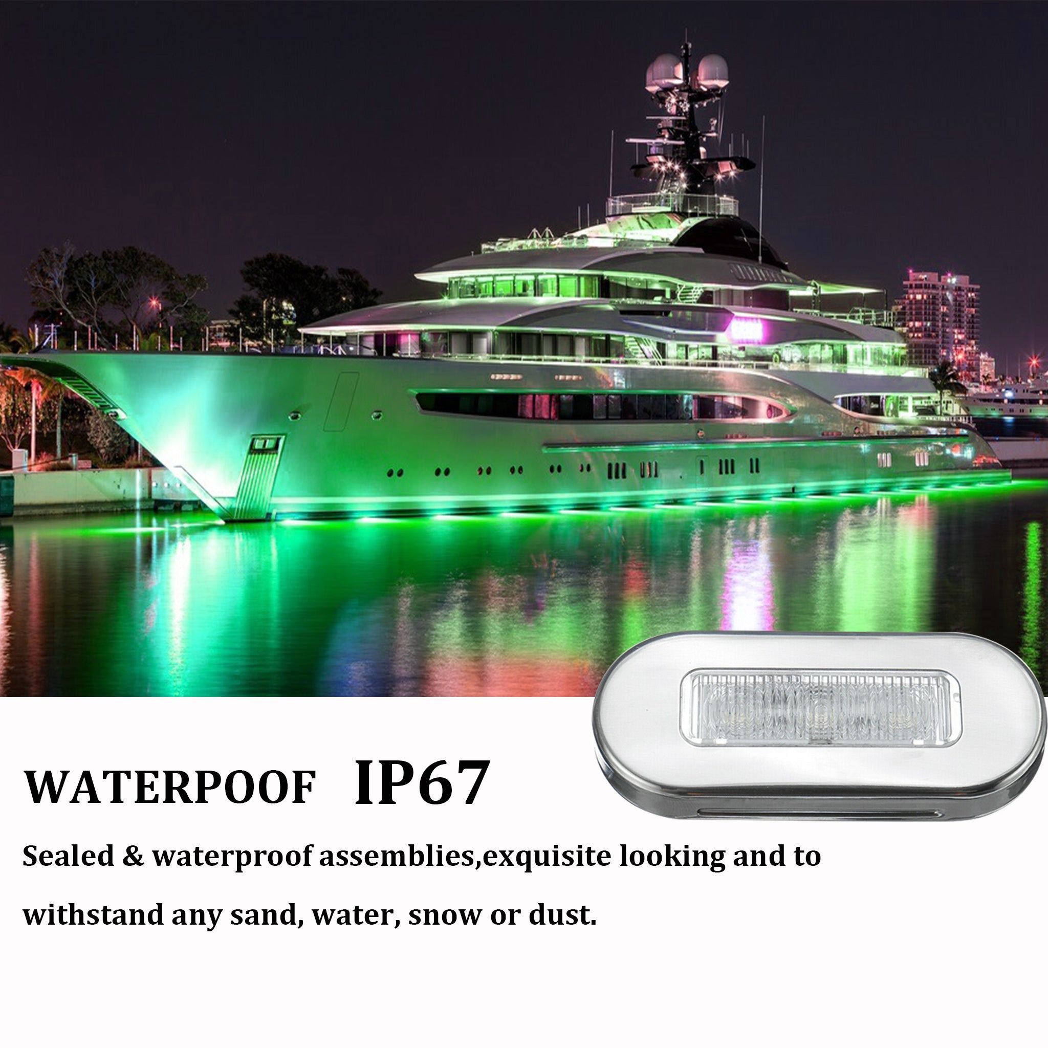 4pcs Marine Boat LED Deck Courtesy Lights Stainless Steel Green – PSEQT