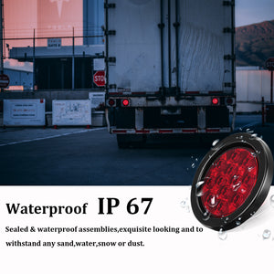 4'' Red LED Round Truck Trailer Tail Brake Lights 12V