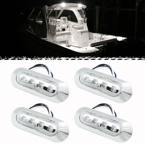 4PCS 3.8'' Waterproof Boat Deck Transom Cockpit Interior Lights White