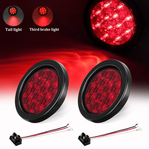 4'' Red LED Round Truck Trailer Tail Brake Lights 12V