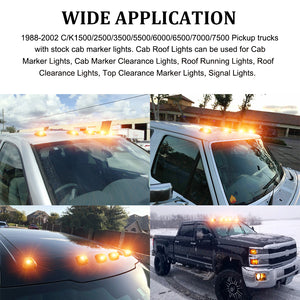 5x Amber LED Cab Roof Marker Lights For 1988 - 2002 C/K1500/2500/3500/5500/6000/6500/7000/7500 Pickup trucks