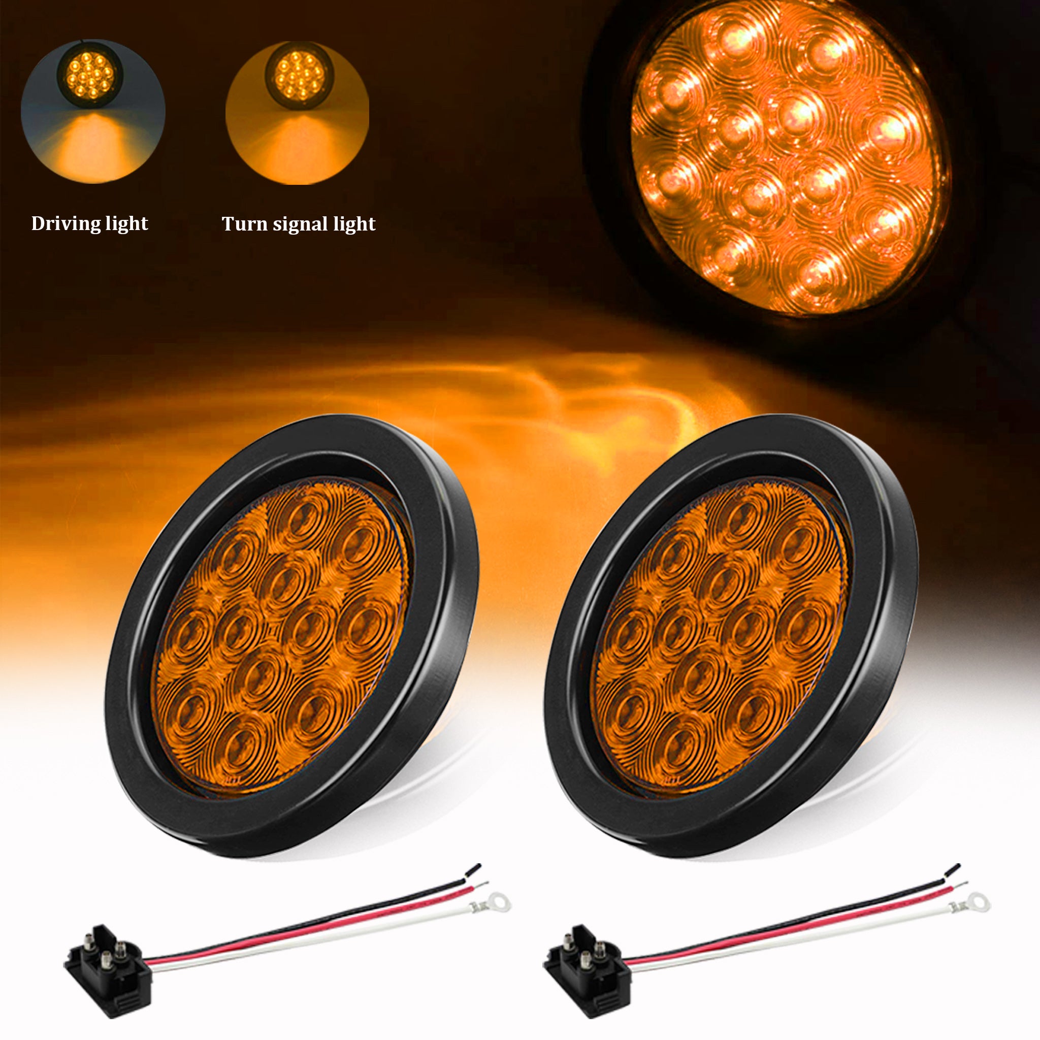 4'' Round Truck Trailer Tail Lights LED Amber – PSEQT