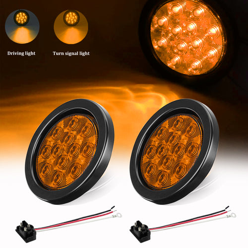 4'' Round Truck Trailer Tail Lights LED Amber