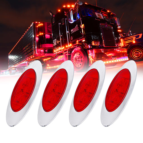 4x 6.5'' RED 16 LED Side Marker Lights for Truck Trailer Caravan RV