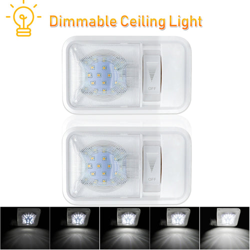 2PCS 24LED Dimmable RV Interior Ceiling Dome Light 6000-6500K