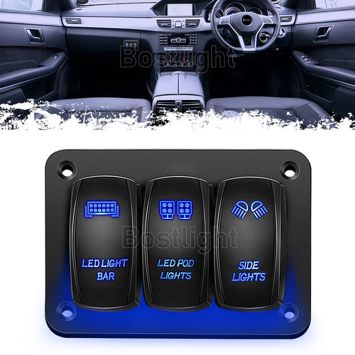 3 Gang Switch Panel Blue LED